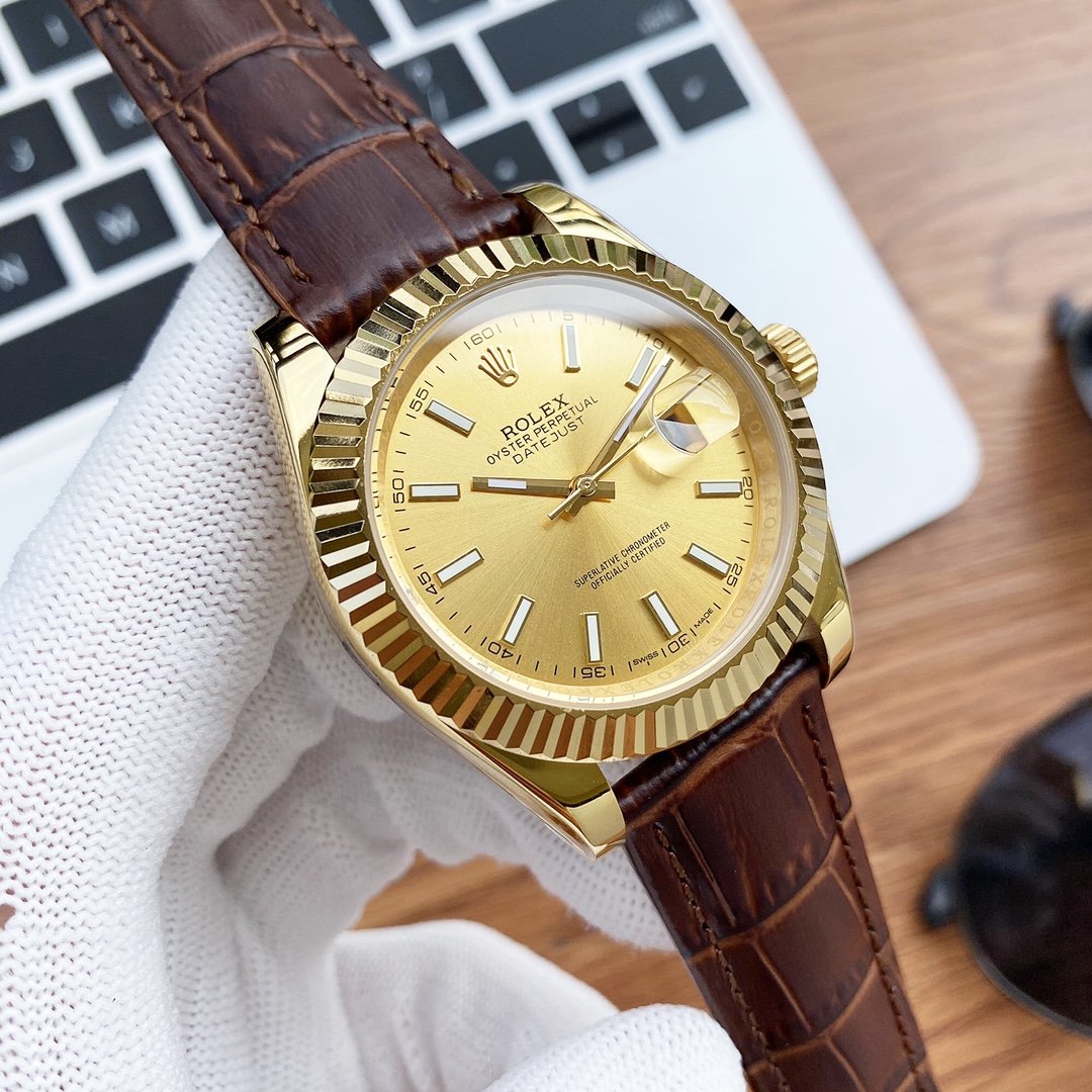 DATEJUST 41 STAINLESS STEEL LEATHER STRAP