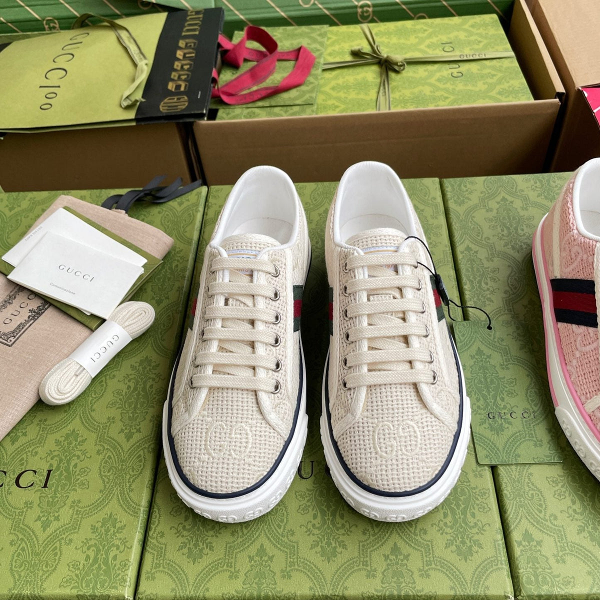GG 26 Platform Sneaker Light Beige Monogram Canvas 632832