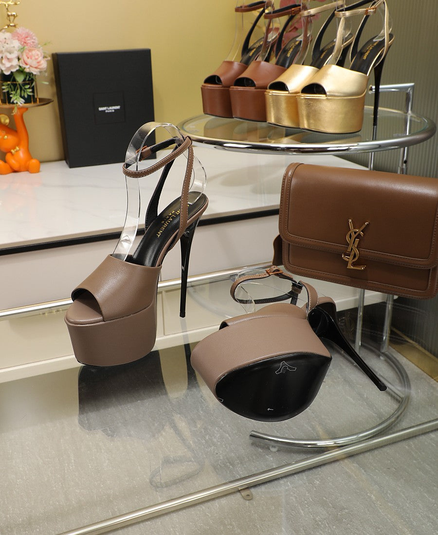 SL SUPER HIGH HEELS SANDAL ASH BROWN CALFSKIN