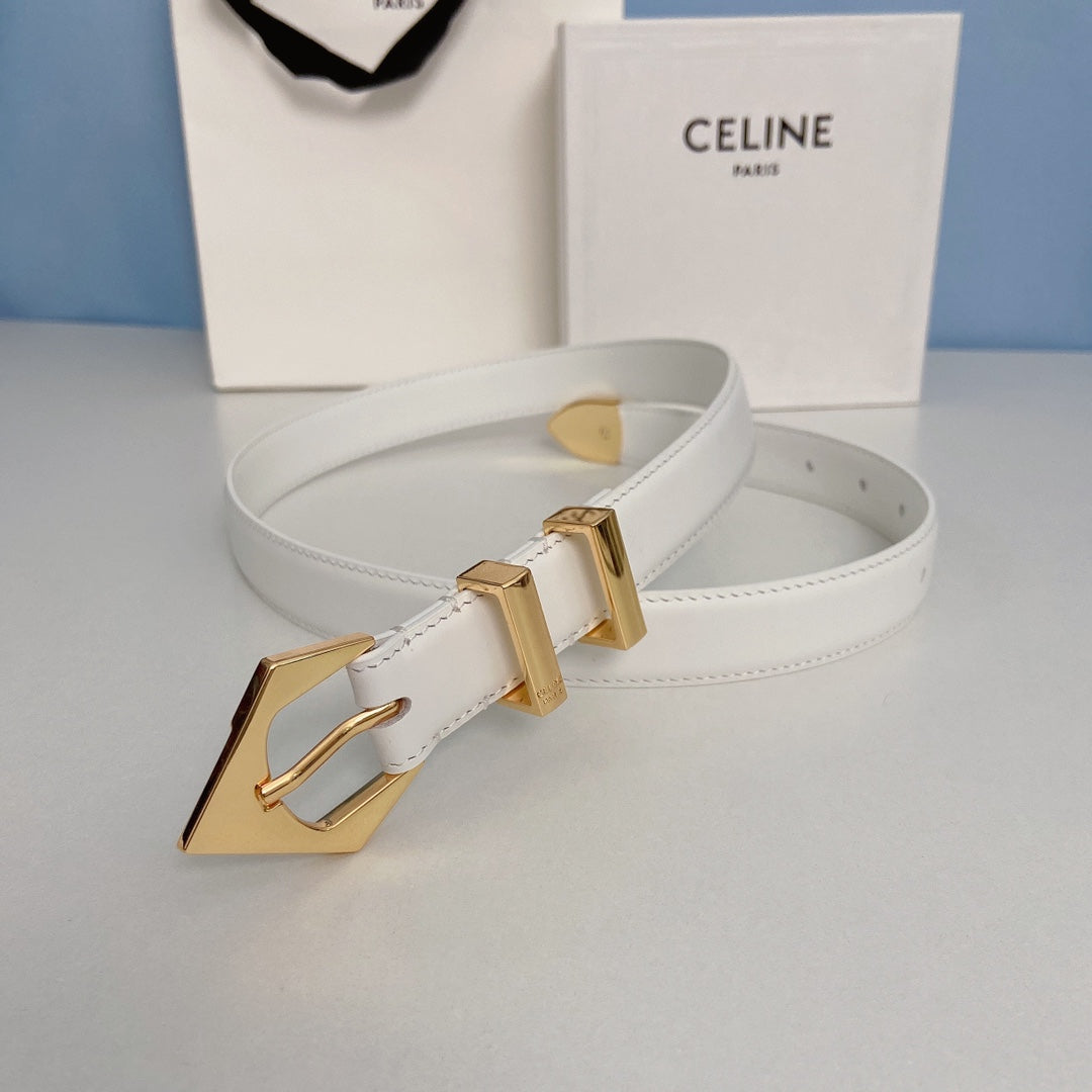 Medium Spike Belt 25mm White Calfskin Loop Gold Ghw