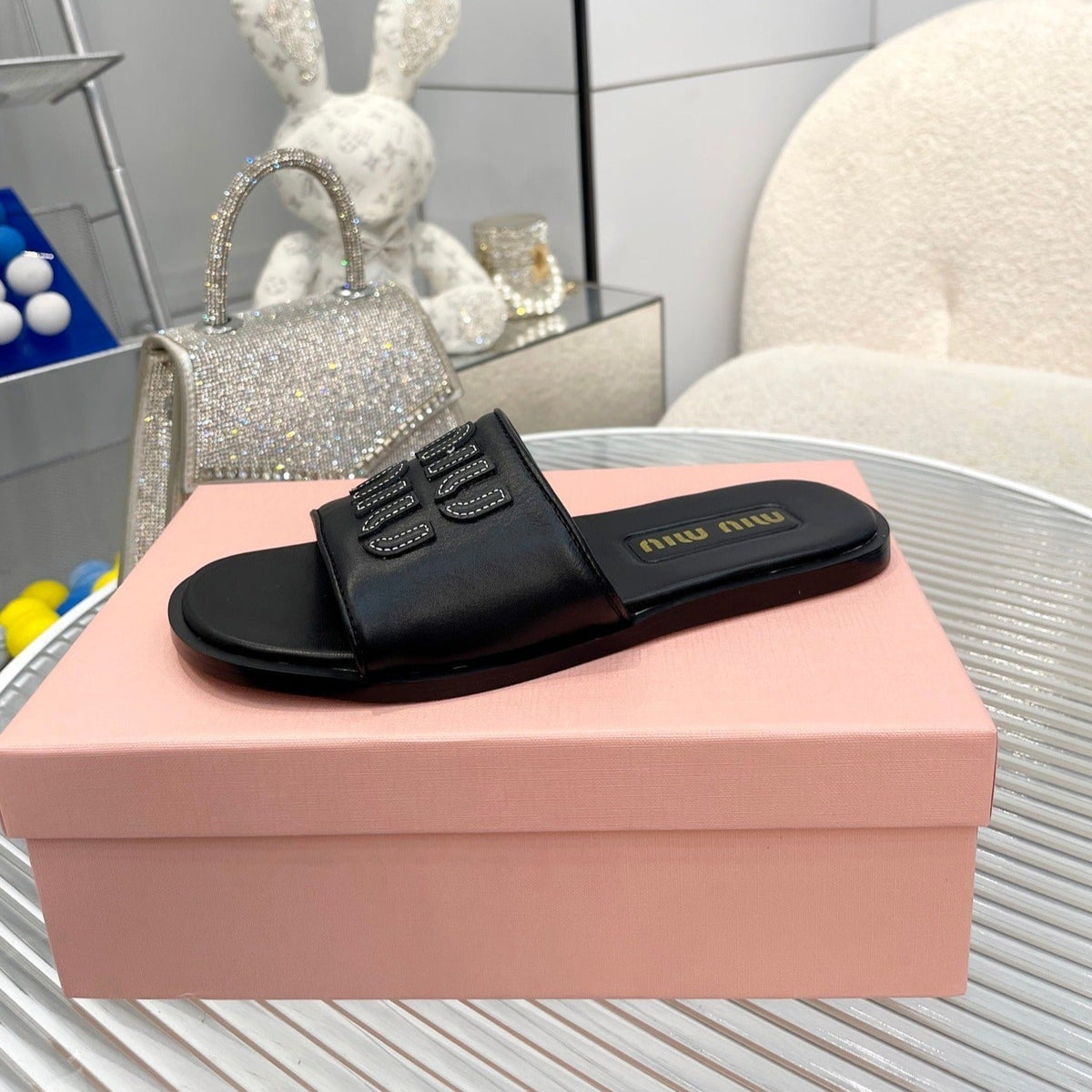 Slippers Black Leather