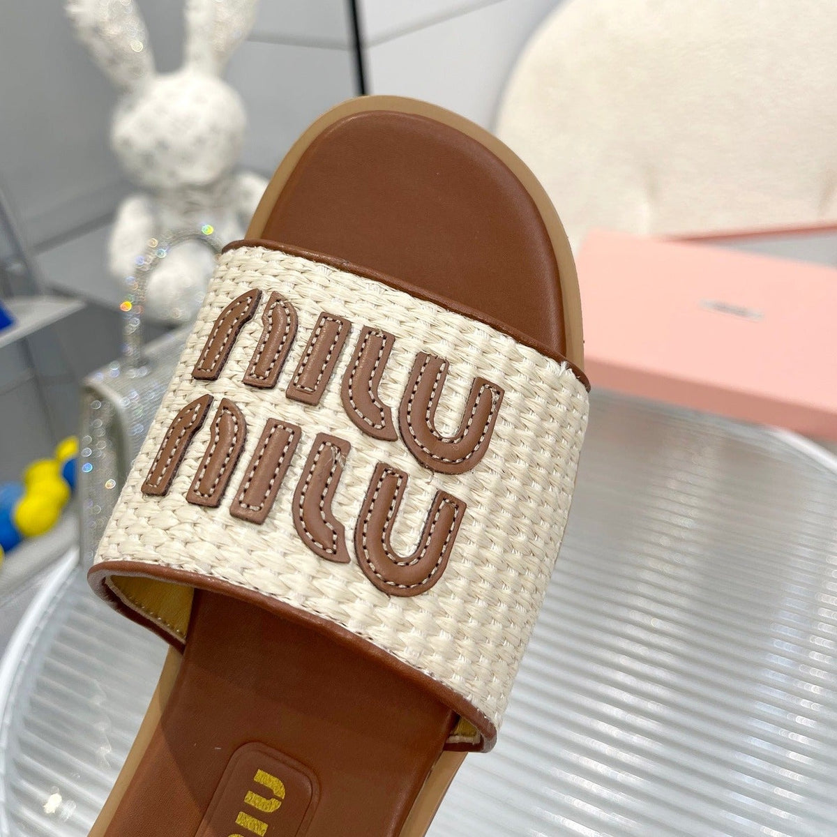 Slippers Brown Leather With Sedge Straps