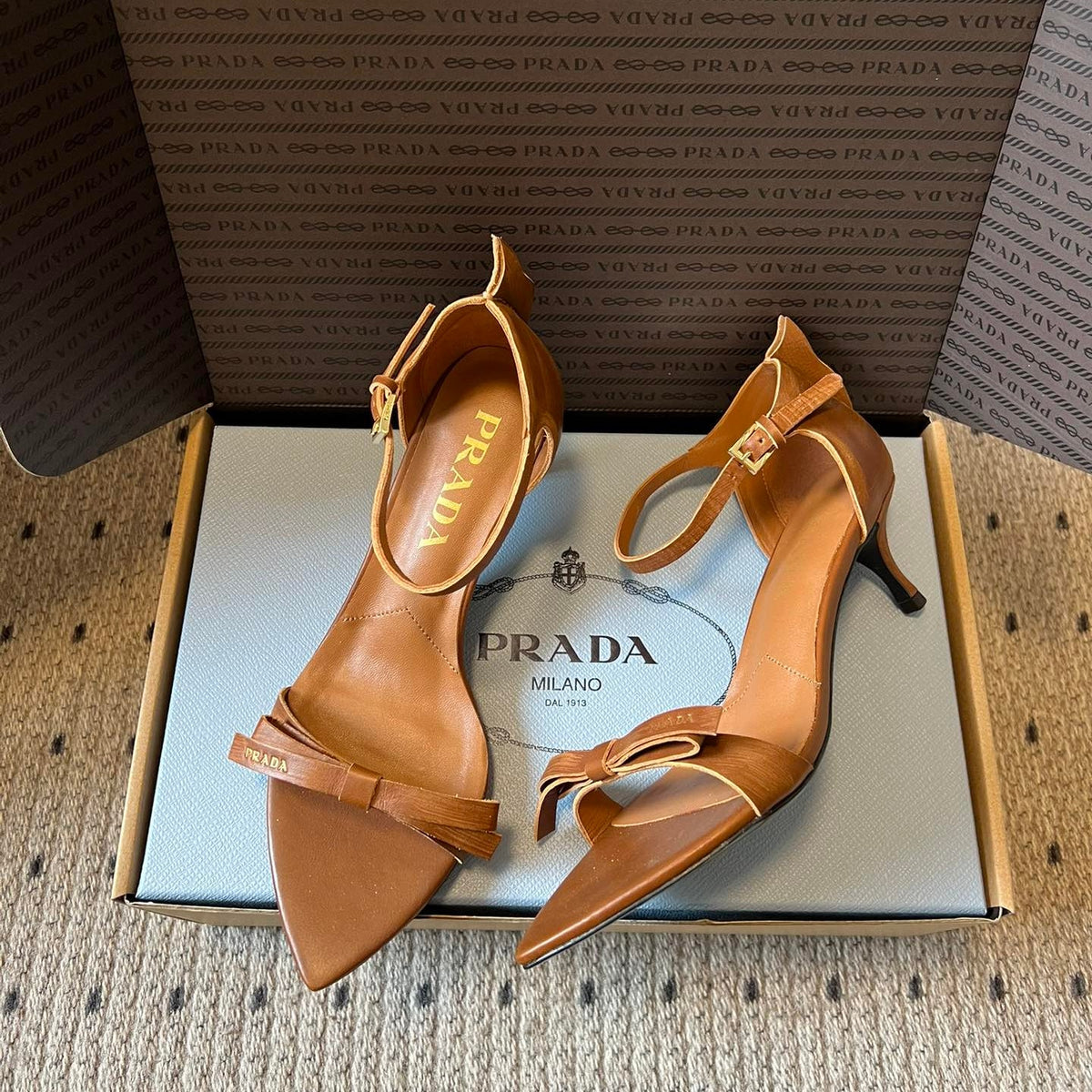 PRA 26S High-Heeled Sandals 60 Camel Brown Cowhide 627446