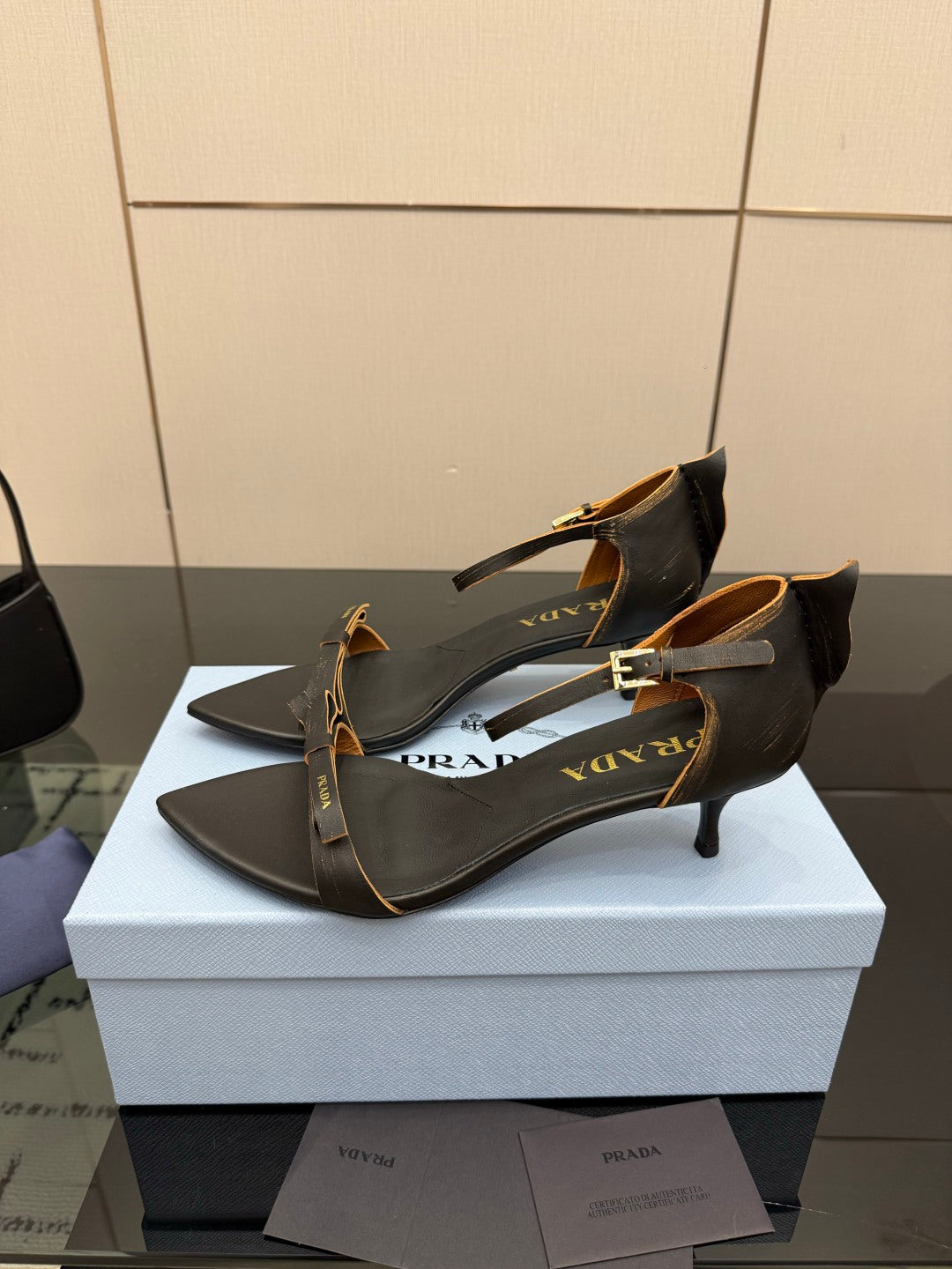 Prada 2026 Pointed-Toe High Heels Sandals 30mm Cowhide 791728