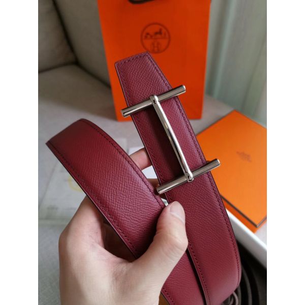 HERM H d'Ancre Reversible Belt In Gold/Red Epsom Leather