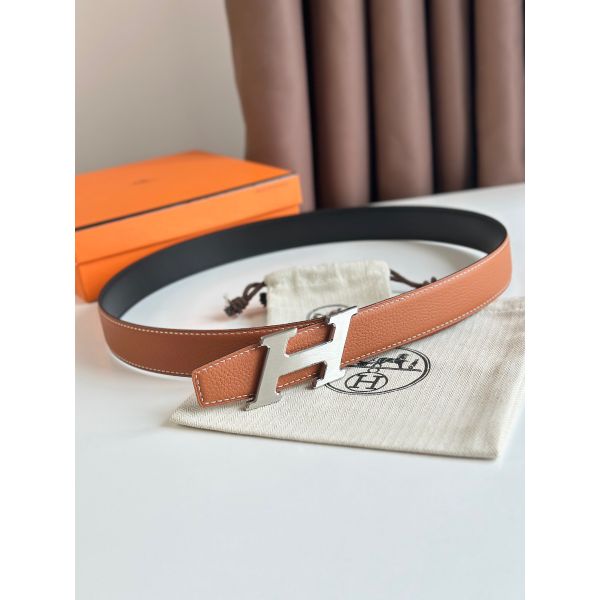 HERM H Speed Reversible Belt 32MM in Gold Clemence Leather