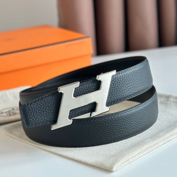 HERM H Speed Reversible Belt 32MM in Black Clemence Leather
