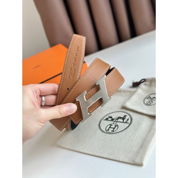 HERM H Speed Reversible Belt 32MM in Gold Epsom Calfskin