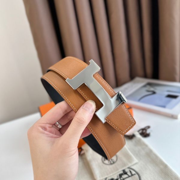 HERM Constance Reversible Belt 38MM in Gold Epsom Calfskin