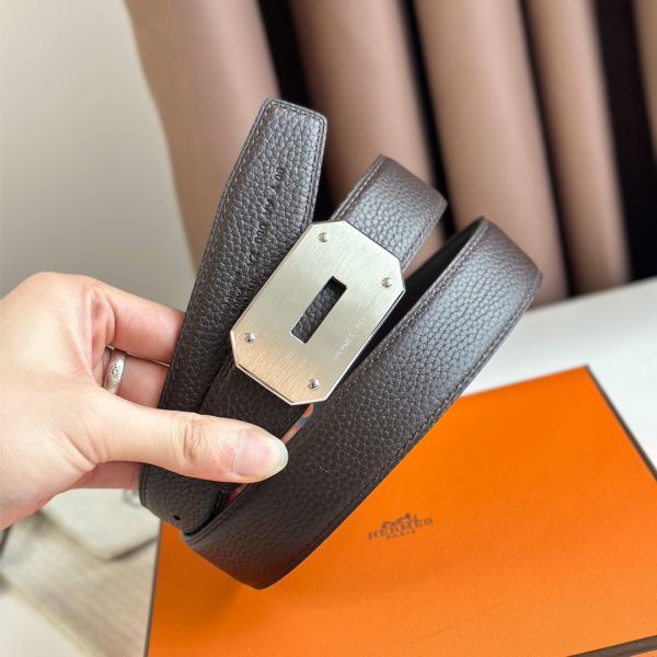 HERM Neo Reversible Belt 32MM in Chocolate Clemence Leather