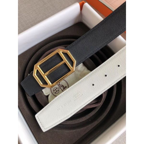 HERM Pad Reversible Belt In Black/White Epsom Leather