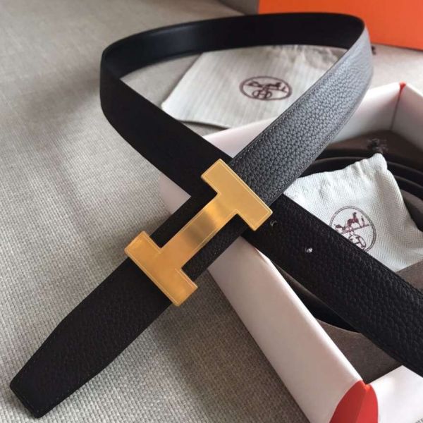 HERM Quizz 32mm Reversible Belt In Cafe Clemence Leather