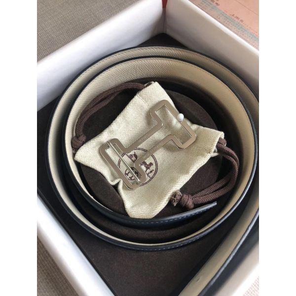 HERM Tonight 38MM Reversible Belt In Navy/White Epsom Leather