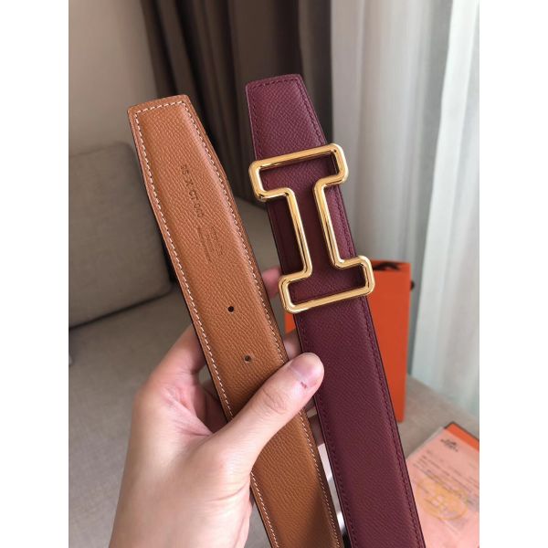 HERM Tonight 38MM Reversible Belt In Ruby/Gold Epsom Leather