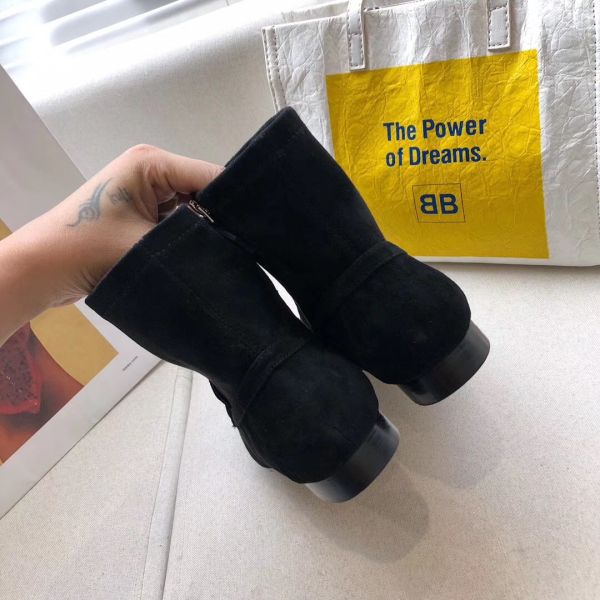 HERM Black Suede Saint Honore Ankle Boots