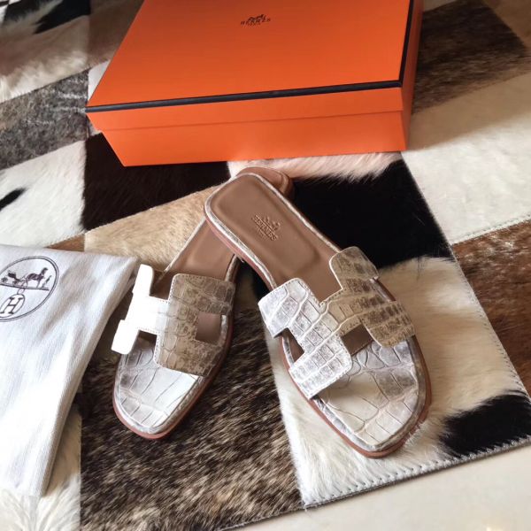 HERM Oran Sandals In Himalaya Matt Niloticus Crocodile