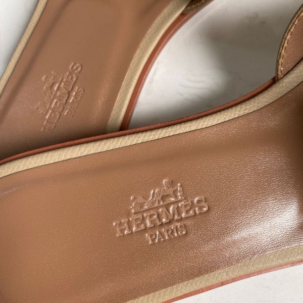 HERM Oran Slide Sandals In Trench Epsom Calfskin