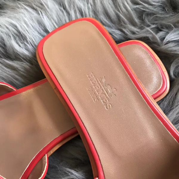 HERM Oran Sandals In Red Swift Leather