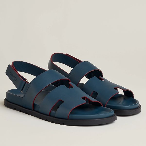 HERM Men's Genius Sandals In Blue Calfskin