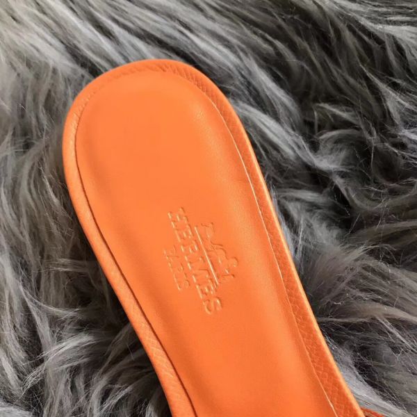 HERM Oasis Sandals In Orange Epsom Leather