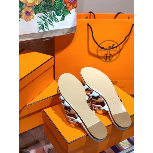 HERM Thalassa Sandals In Brown/White Lambskin