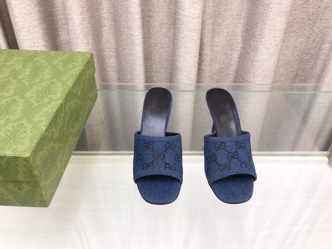 GG HIGH-HEELED SANDALS WITH DOUBLE G EMBELLISHMENTS