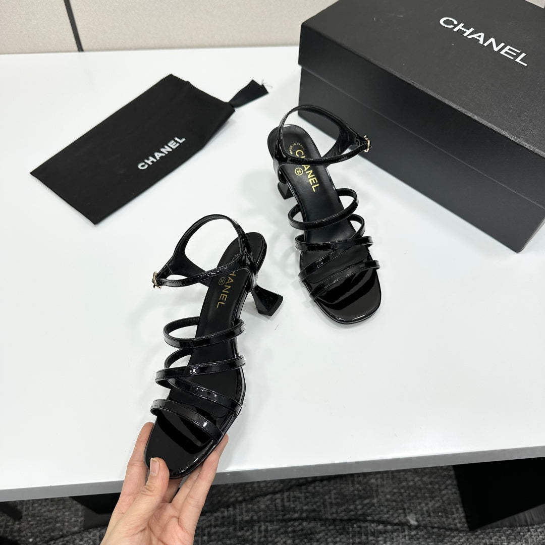CC 26s High Heel Sandals 65 Black Patent Leather 626290