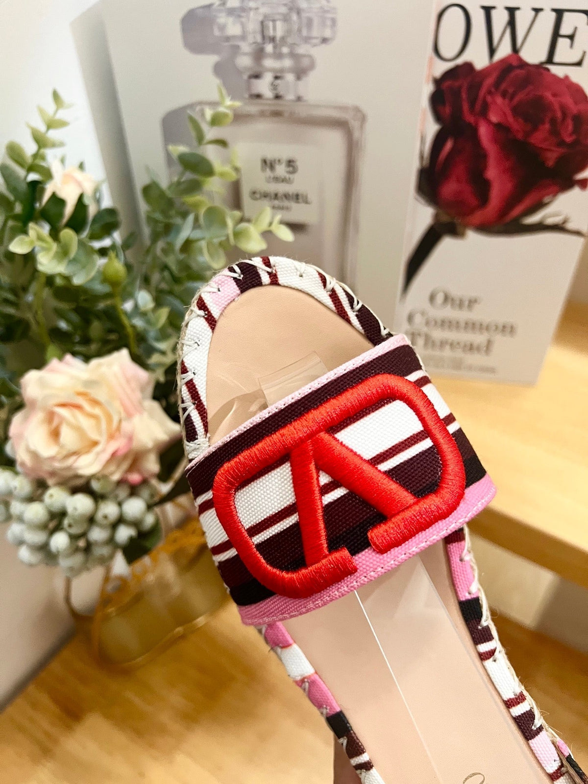 WEDGE SANDALS IN COLORFUL CANVAS 85 MM