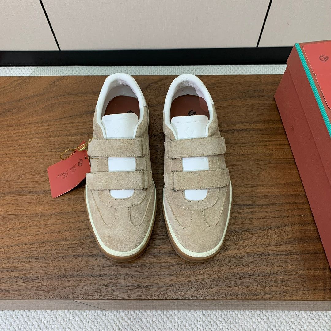 LP 26SS Velcro-strap Sneaker Beige mix White Suede Leather 606508
