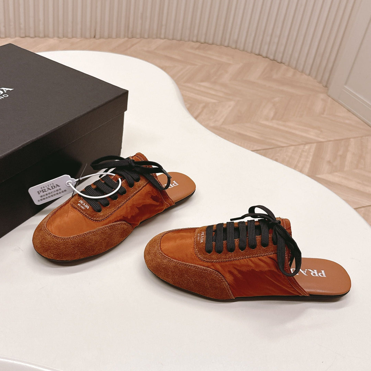 PRA 26S Mule Sneaker Camel Brown Suede Canvas 600607