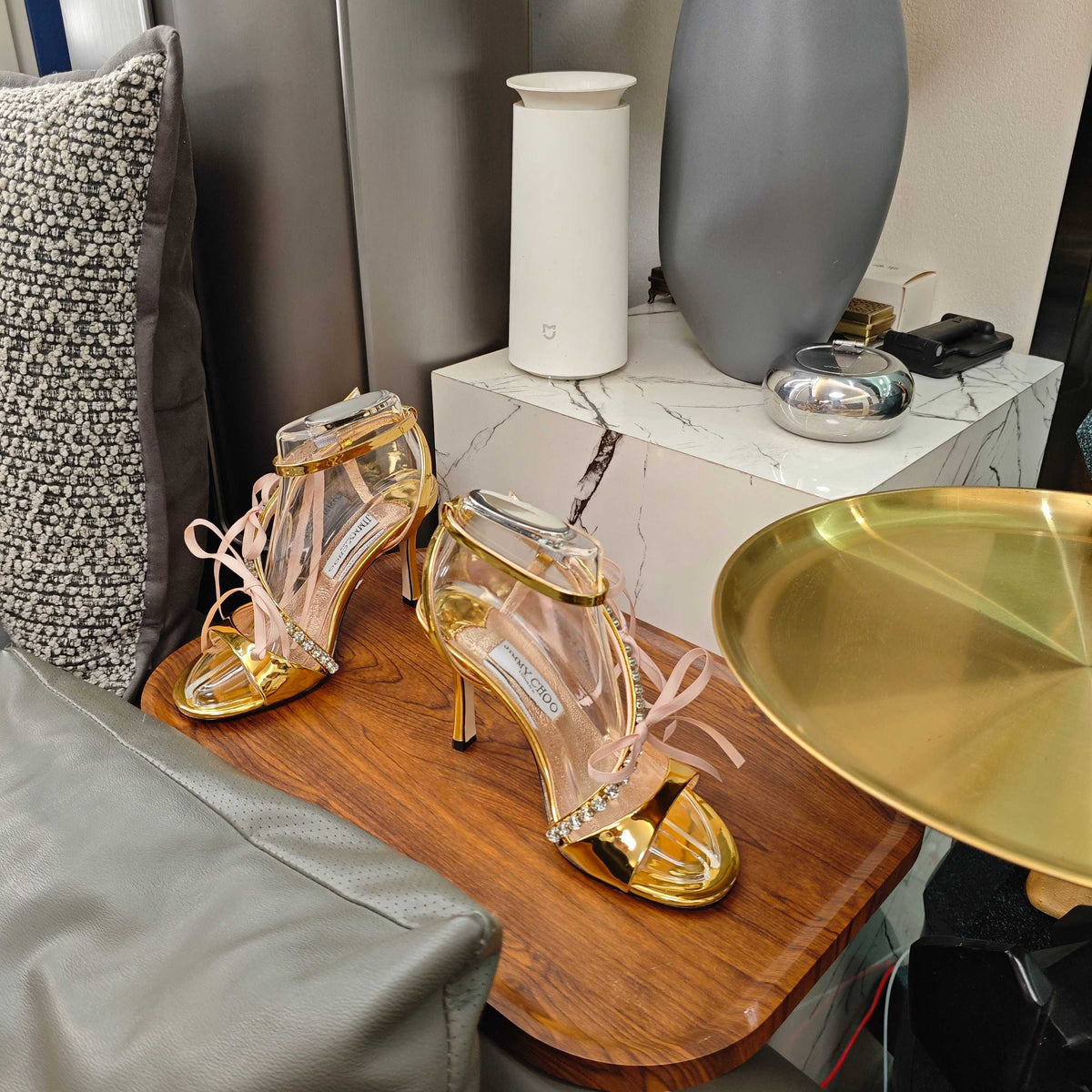 Jimmy 26s High Heeled Sandals 100 Gold Lambskin 596327