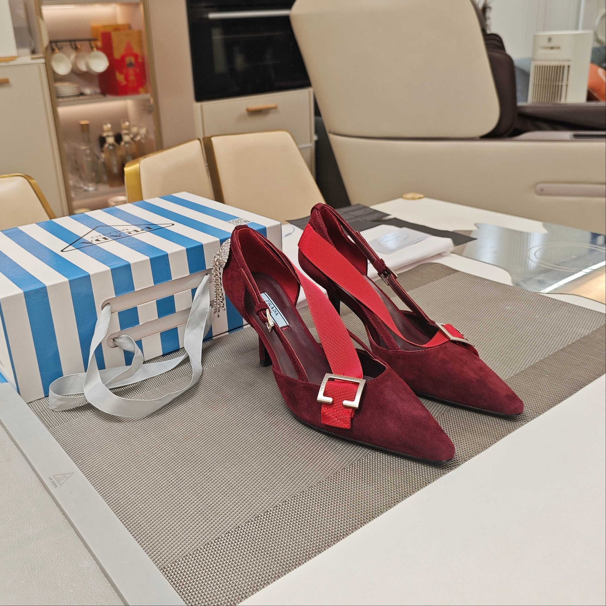 PRA 26S High Heel Pump 70 Burgundy Velvet 630564