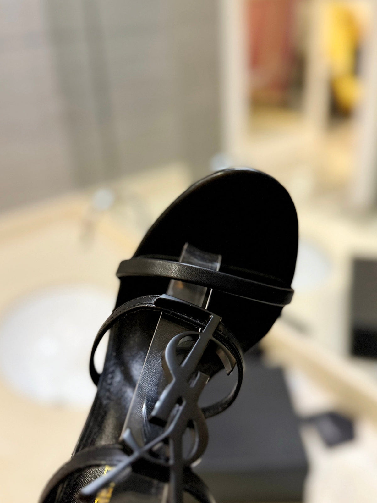 SL CASSANDRA HEELED SANDALS BLACK CALFSKIN
