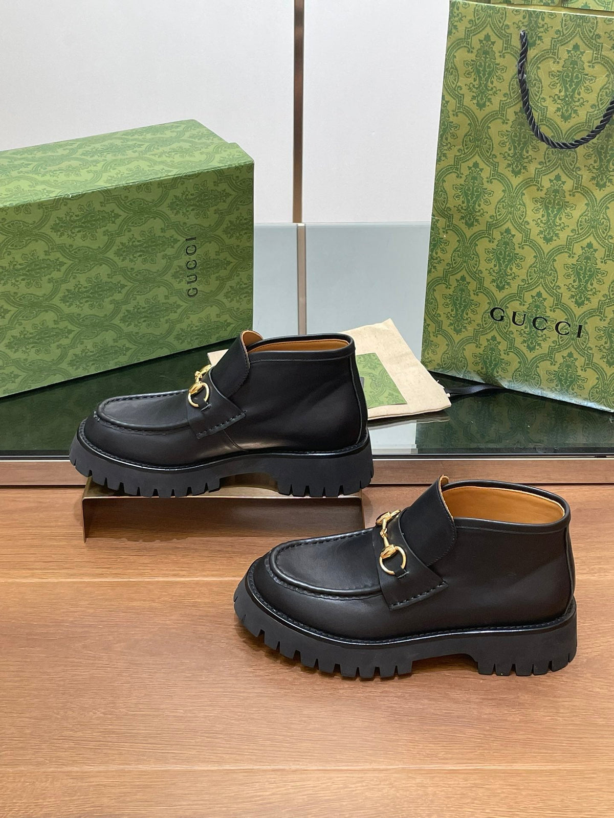 HORSEBIT ANKLE BOOTS 4.5CM IN BLACK CALFSKIN