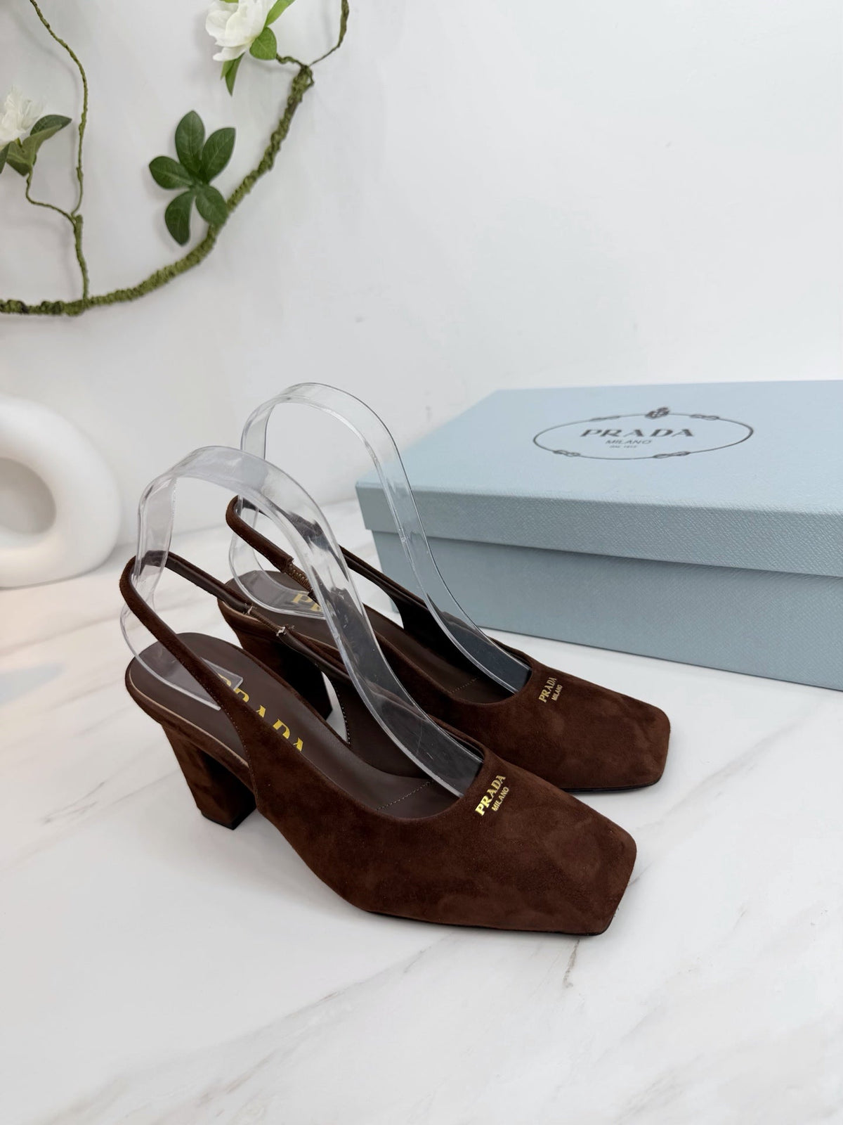 PRA 26SS Slingback 85 Dark Brown Suede 592366