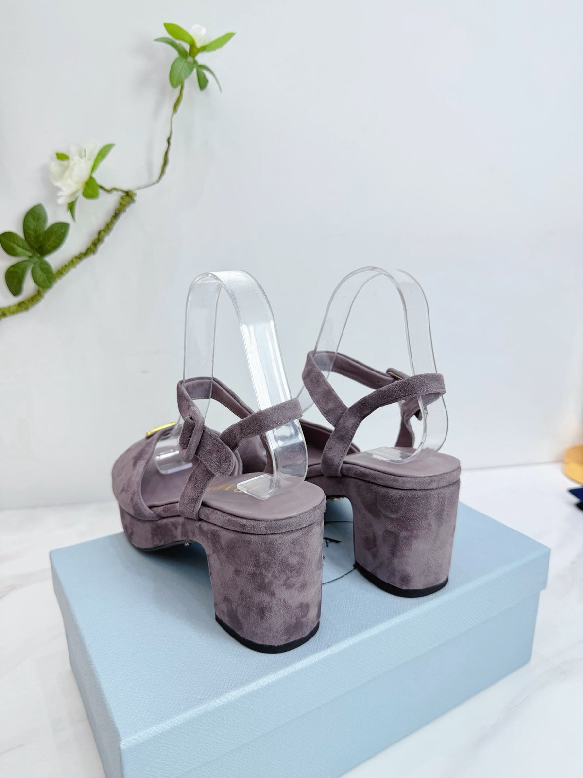 PRA 26SS Platform Sandals 75 Light Purple Suede Sheepskin 592390