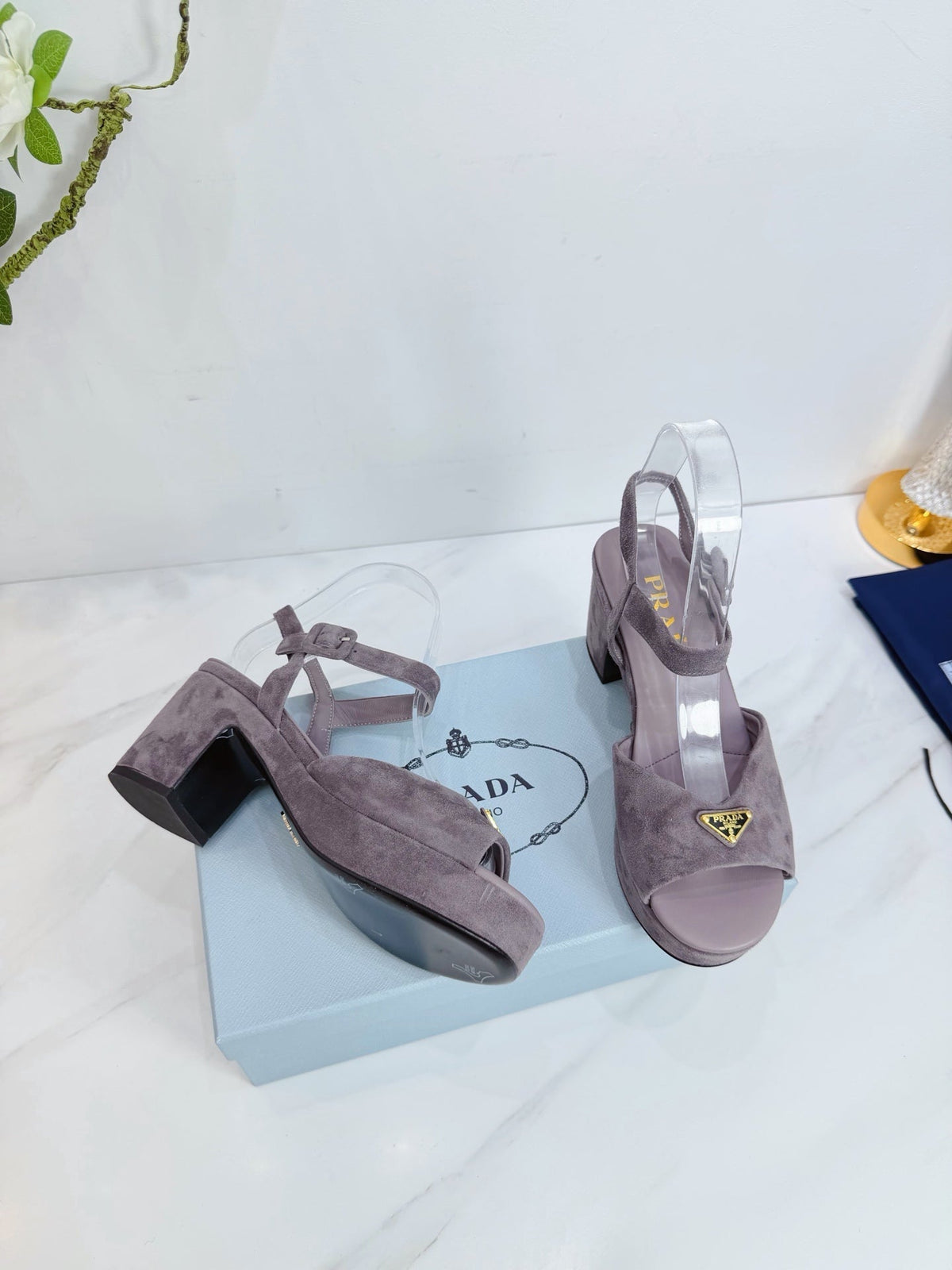 PRA 26SS Platform Sandals 75 Light Purple Suede Sheepskin 592390