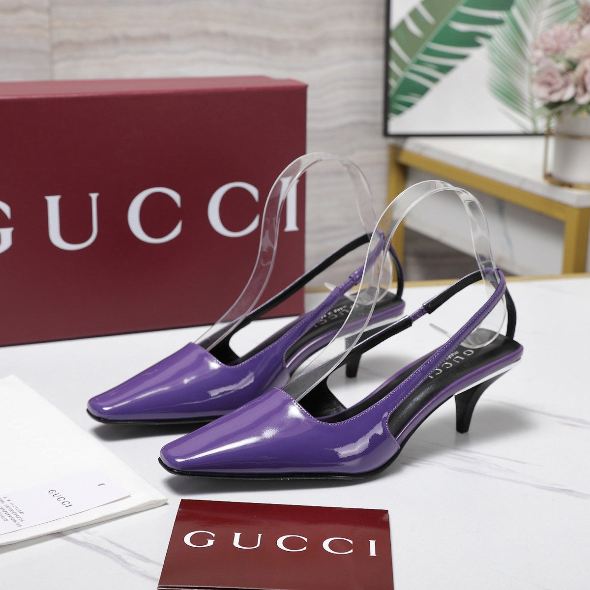 GG 26ss Slingback 60 Purple Sheepskin 601091
