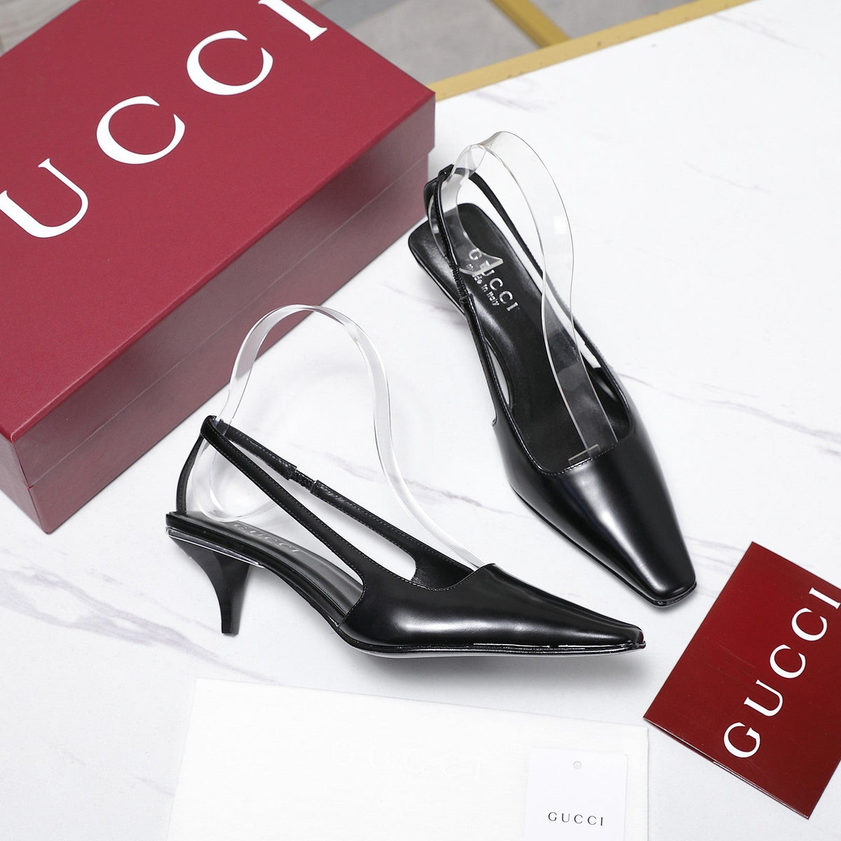 GG 26ss Slingback 60 Black Sheepskin 601093