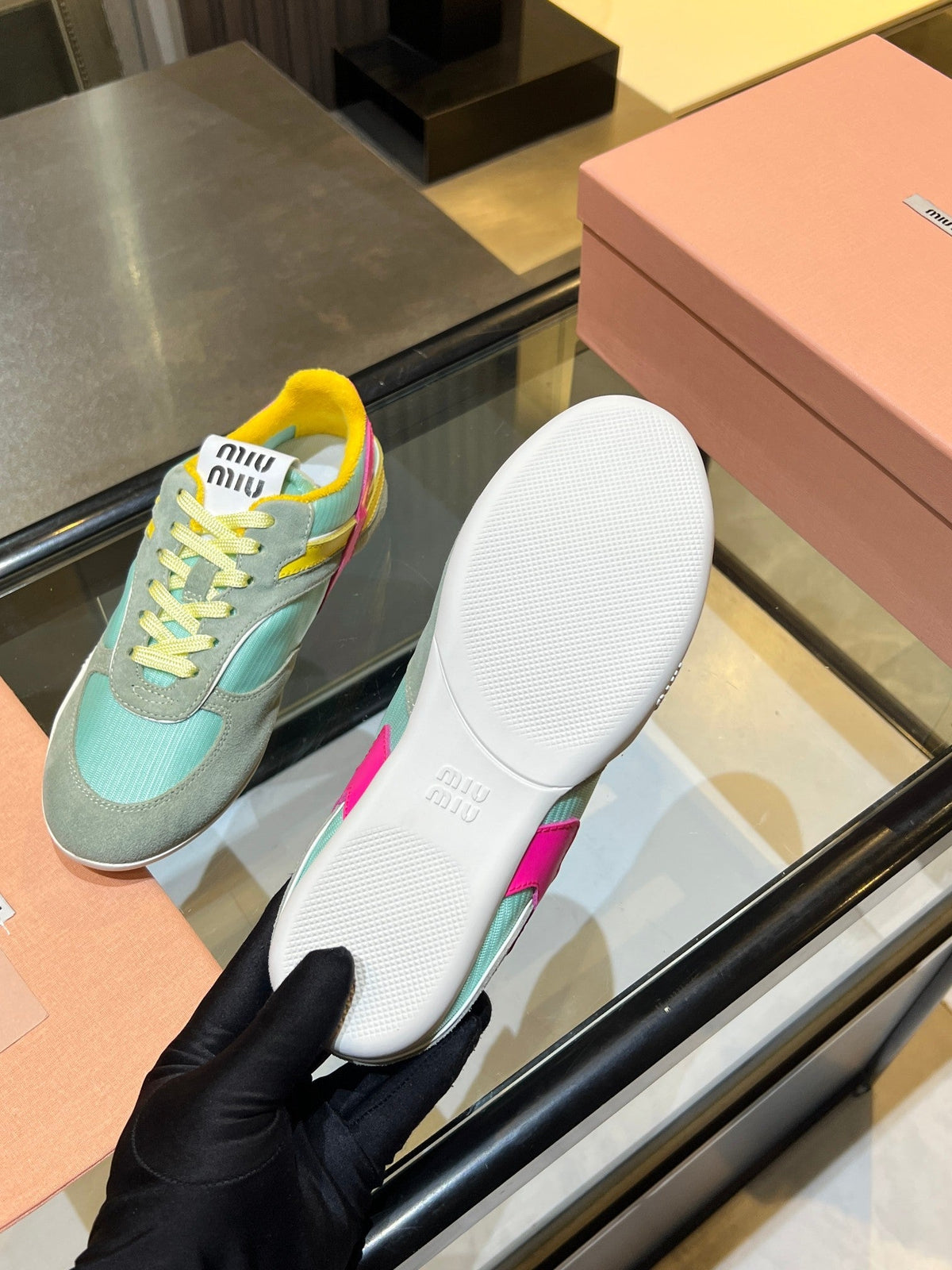 MIU x NB 26ss Sneaker Gray Light Blue Fabric Suede 625657