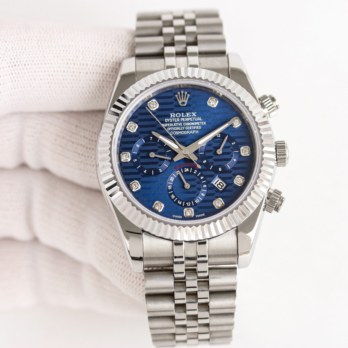 Rolex Daytona 41mm Silver Green Blue
