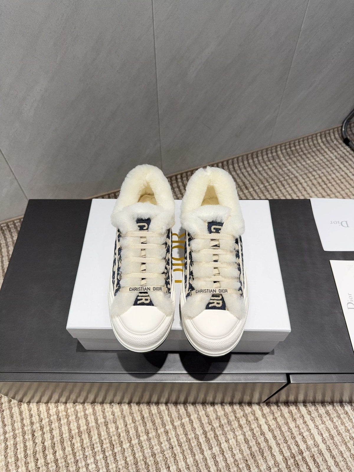 CD 26 Classic Sneaker Black Beige Fabric Wool Jacquard 614451
