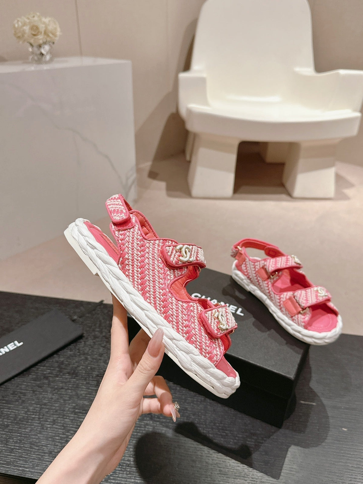 CC DAD SANDALS IN BLUSH PINK CALFSKIN