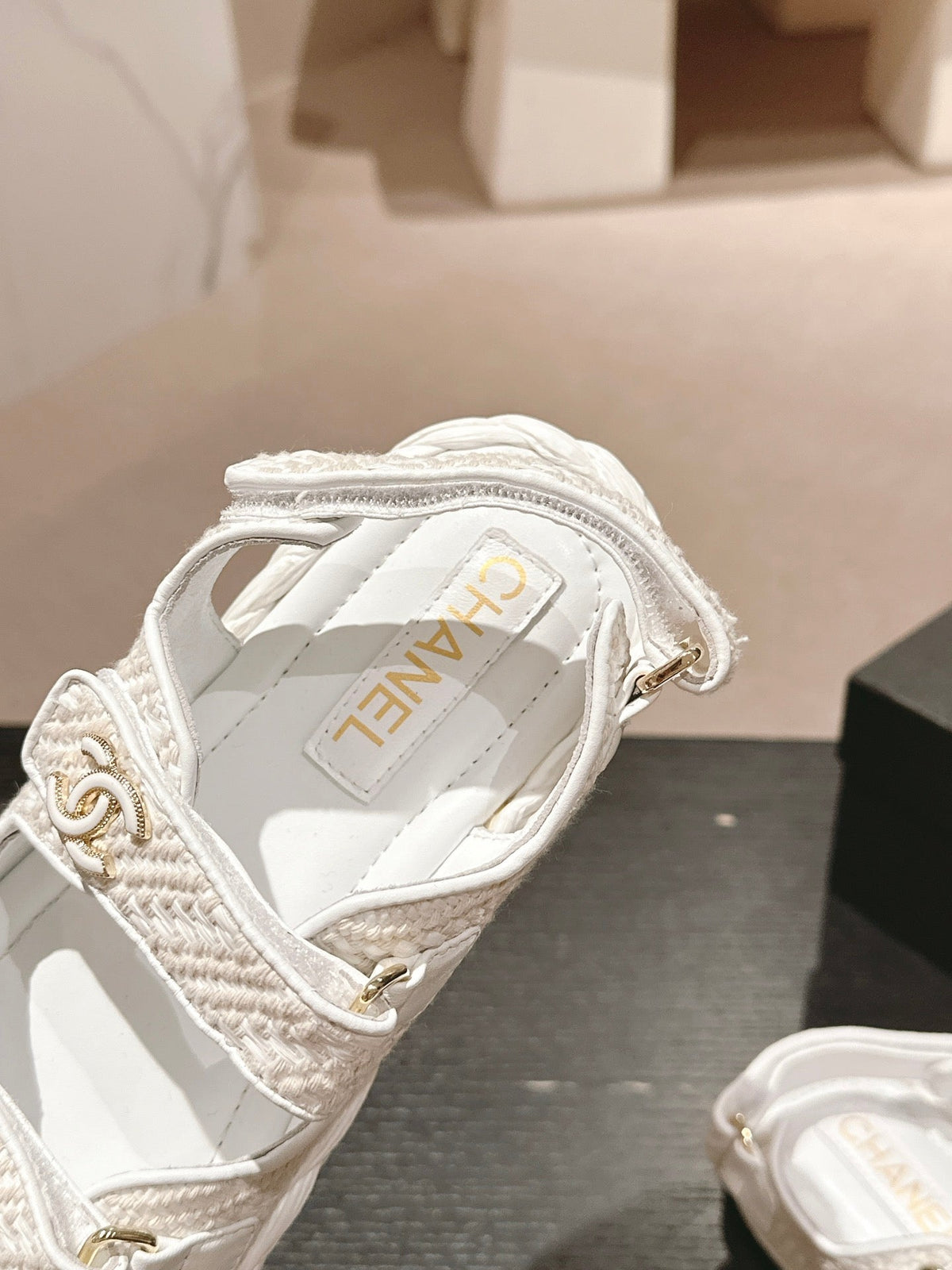 CC DAD SANDALS IN WHITE CALFSKIN