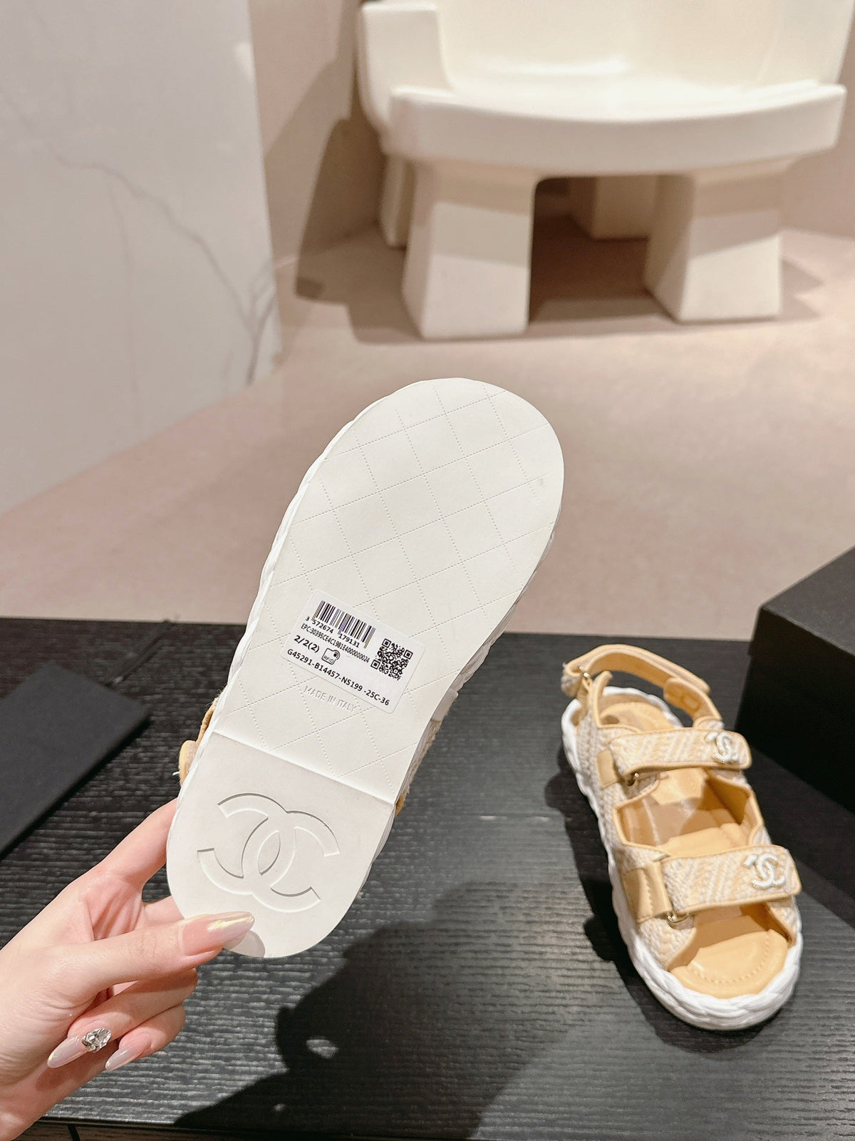 CC DAD SANDALS IN LIGHT YELLOW CALFSKIN