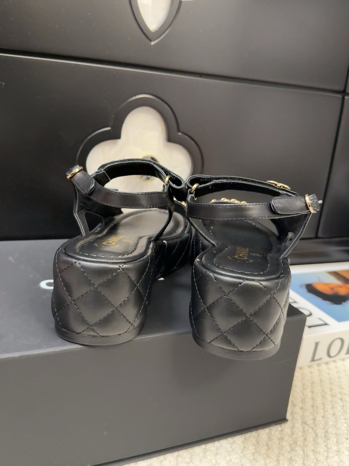 THICK-SOLED SANDALS 55 MM IN BLACK CALFSKIN