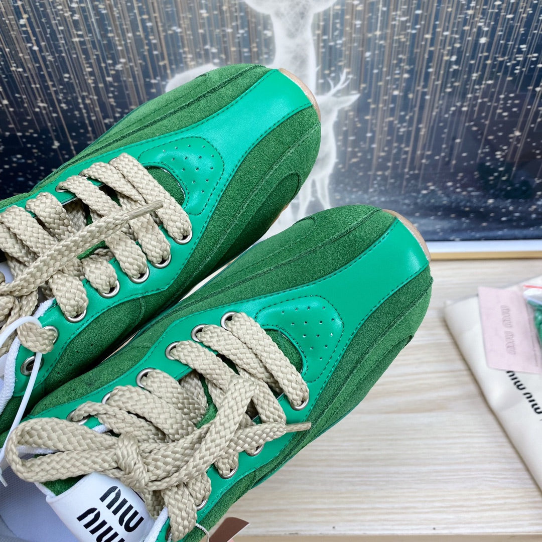 NB Pine Green And Sea Green Color Sneakers Cowhide