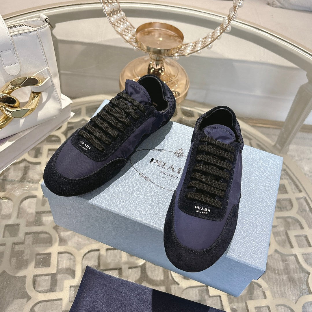 PRA 26S Casual Sneaker Black Navy Blue Canvas Suede 625964