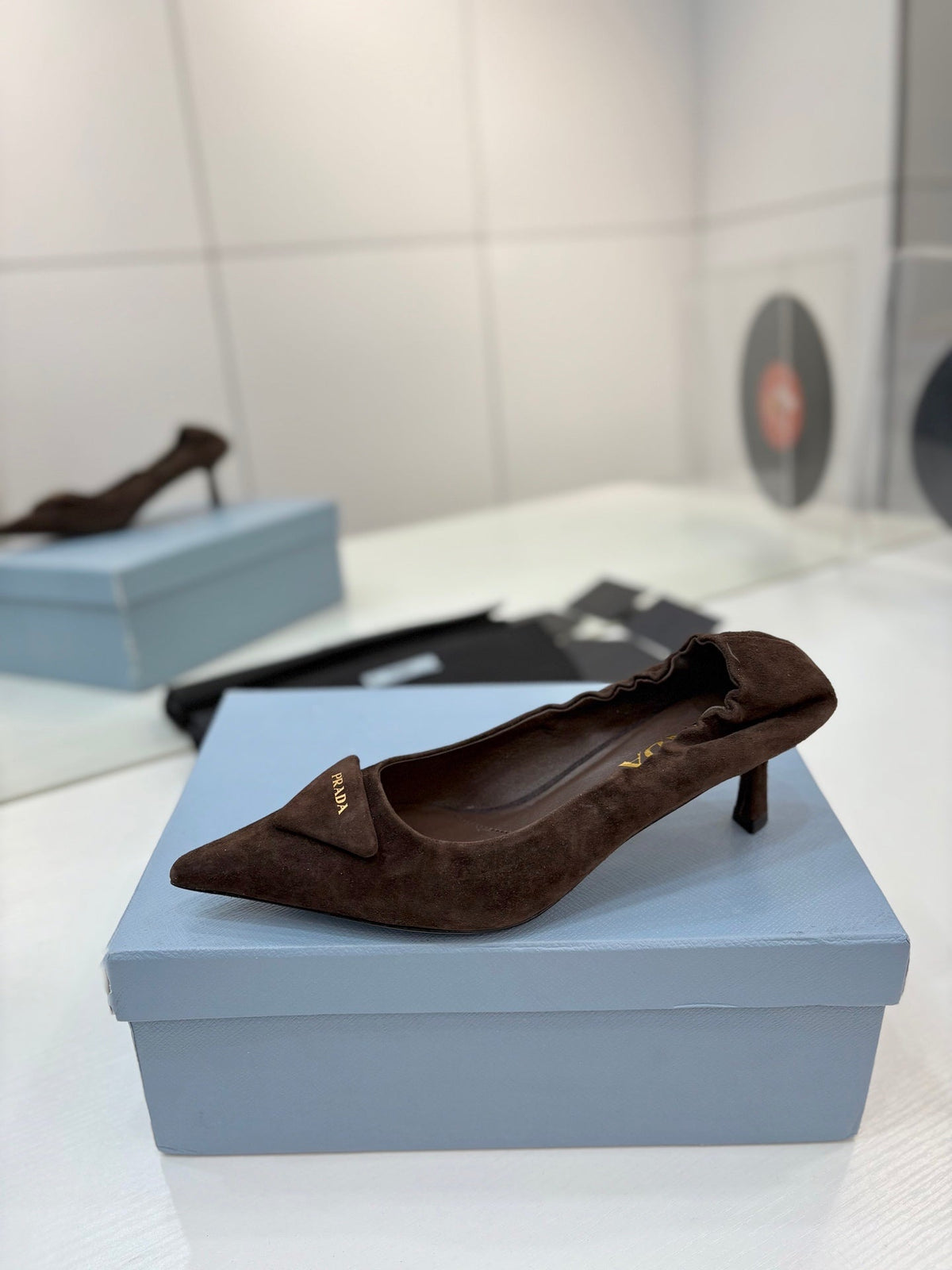 PRA 26S Pointed Toe High Heels 55 Dark Brown Suede 627134