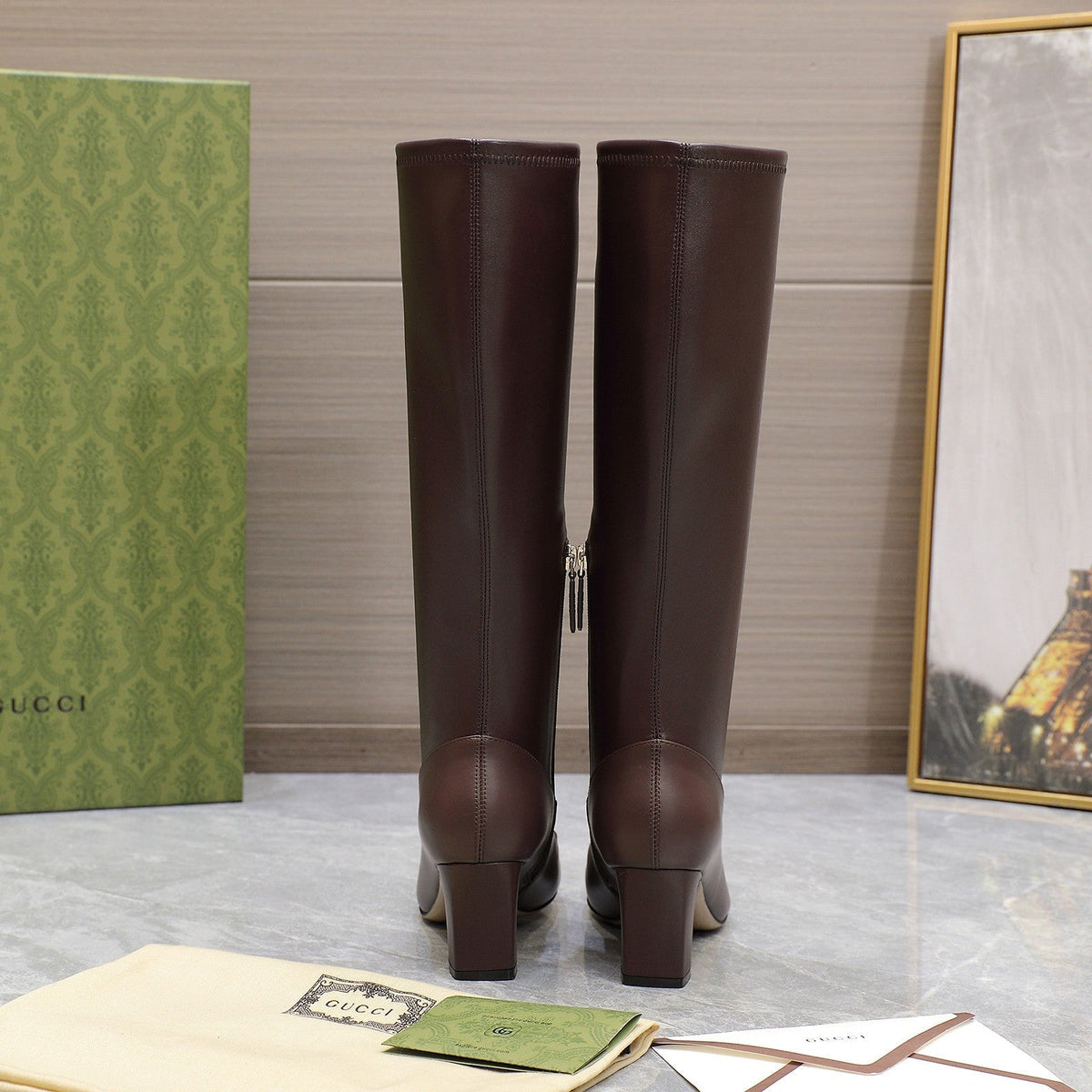 GG HORSEBIT KNEE HIGH BOOTS IN DARK BROWN SHEEPSKIN
